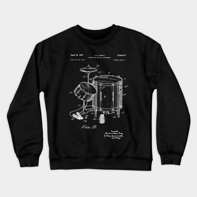 Drum Player Patent Print 1951 Crewneck Sweatshirt by MadebyDesign
